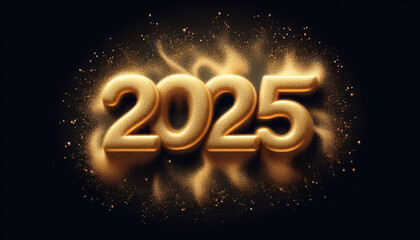 Golden 3D 2025. Happy new year celebration