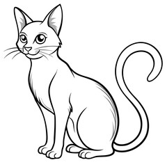 Stylized line art Cat with Curved Tail and Alert Ears Vector