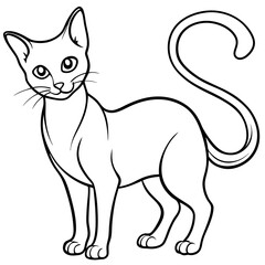 Obraz premium Stylized line art Cat with Curved Tail and Alert Ears Vector
