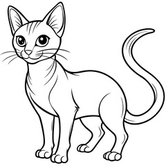 Stylized line art Cat with Curved Tail and Alert Ears Vector