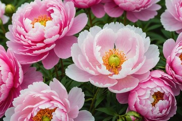 vivid peony flowers close up nature background, summer festive floral pattern, abstract nature delicate flowery backdrop, botany environment scenery, pastel pink-white blossoming flower, sunlight