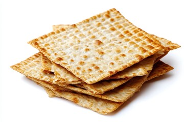 Fototapeta premium Matzo displayed on white background unleavened bread