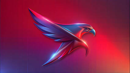 Naklejka premium Futuristic Falcon Icon in Neon Colors on Gradient Background, dynamic and bold