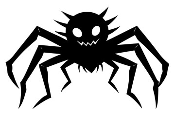 Black spider silhouette, close-up spider, scary big spider isolated on white, poisonous isect , arachnophobia background, spider vector icon