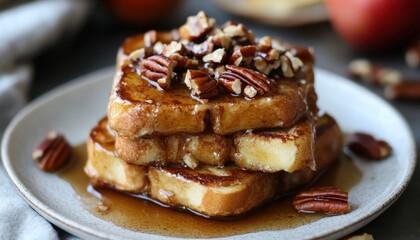 Pecan caramel apple french toast autumnal breakfast