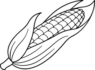 Corn on the Cob with Husk Vector Illustration for Fresh Harvest Art
