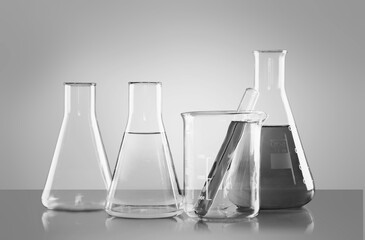 Laboratory glass ware in clean light background