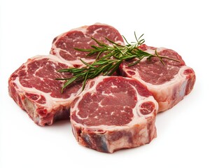 Obraz premium Pork shoulder butt steaks on white background