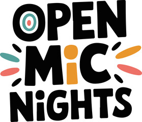 Colorful Open Mic Nights Vector Design