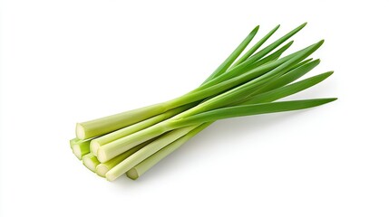   A celery bundle sits atop a white table beside a pile of chopped celery