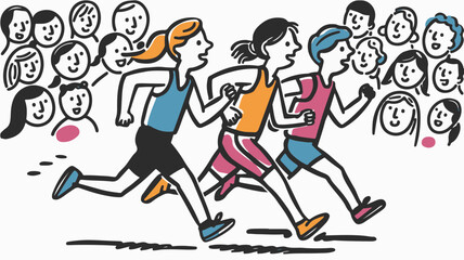 Obraz premium Illustration of Runners Competing in a Race