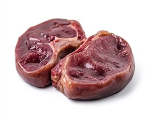 Obraz premium Raw pig kidney isolated on white background Closeup