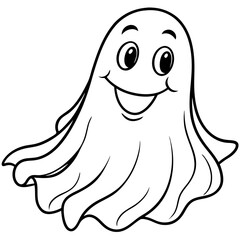 Charming Ghost Flowing Edges & Friendly Expression Line Art Vector