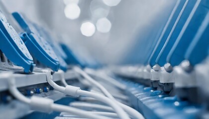 Minimalist blue and white technology background with depth of field for a clean and professional look