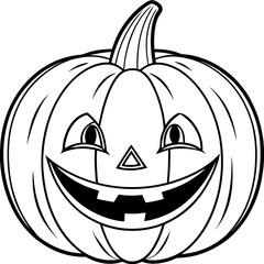 Classic Smiling Pumpkin with Triangular Eyes and Jagged Mouth line art vector