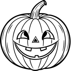 Classic Smiling Pumpkin with Triangular Eyes and Jagged Mouth line art vector
