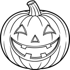 Classic Smiling Pumpkin with Triangular Eyes and Jagged Mouth line art vector