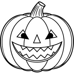 Classic Smiling Pumpkin with Triangular Eyes and Jagged Mouth line art vector