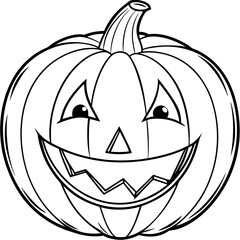 Classic Smiling Pumpkin with Triangular Eyes and Jagged Mouth line art vector