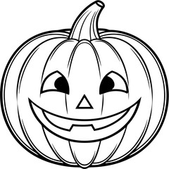 Classic Smiling Pumpkin with Triangular Eyes and Jagged Mouth line art vector