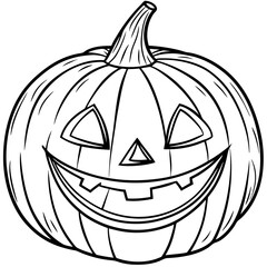 Classic Smiling Pumpkin with Triangular Eyes and Jagged Mouth line art vector