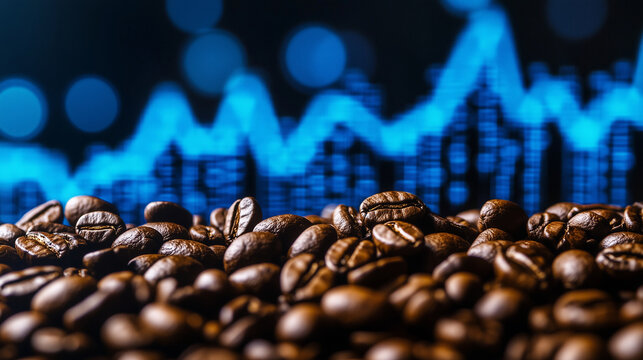 coffee beans with price growth chart concept - Powered by Adobe