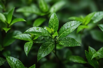 Sprouts leaves of yerba mate a type of Ilex paraguariensis