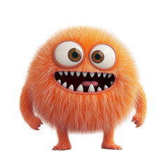 Obraz premium 3D cute furry monster on transparent background