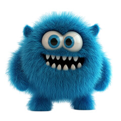 Obraz premium 3D cute furry monster on transparent background