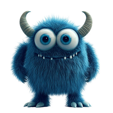 recommend clip art: 3D cute furry monster on transparent background