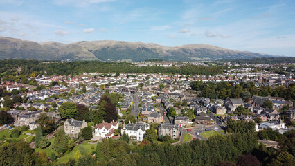 Town Alloa and Ochil Hills aerial view, Alloa town, Scotland