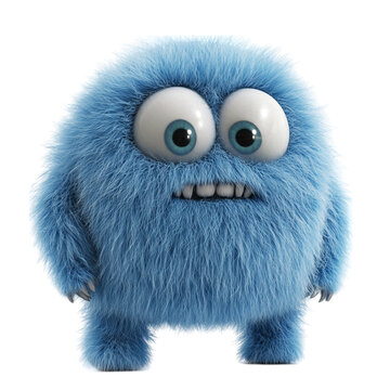 recommend clip art: 3D cute furry monster on transparent background