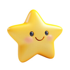 3D cute star on transparent background