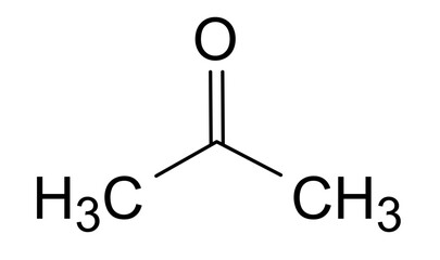 Chemical structure of acetone, drug substance