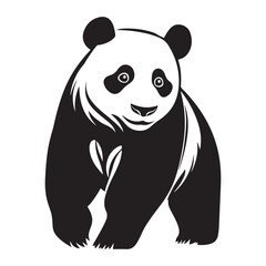 Panda Bear Silhouette Logo Design Vector Template Funny Lazy Logo Panda Animal