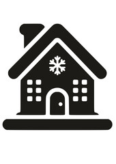Fototapeta premium Winter House SVG, Christmas SVG, Santa Claus SVG, Holiday SVG, Snowflake SVG, Snowfall SVG, Cold SVG, Ice SVG, Winter House Silhouette, Design, Decor, Cut file for Cricut SVG, JPG, PNG