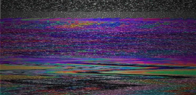 The grainy glittery texture of a TV or computer screen, reminiscent of the aesthetic of old 80's movies. 