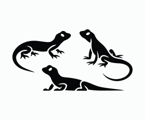 Naklejka premium Lizard silhouette EPS vector animal art illustration template on a white background