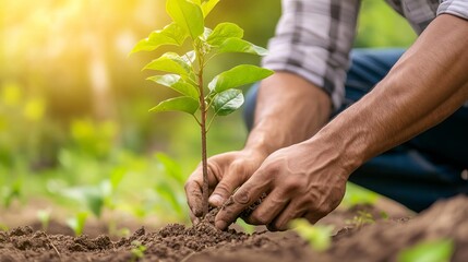 Loyal Taurus man planting a tree, symbolizing his reliability and connection to nature