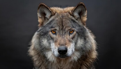 Fototapeta premium portrait of a wolf isolated on solid gray background
