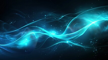  Image of a luminous wave on a dark canvas with celestial specks and intricate patterns