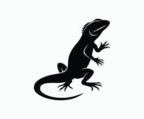 Naklejka premium Lizard silhouette EPS vector animal art illustration template on a white background
