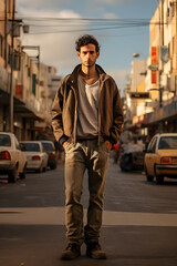 photo of a israeli standing in his hometown, man in the middle east