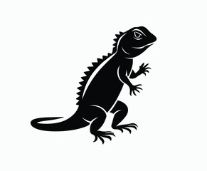 Fototapeta premium Lizard silhouette EPS vector animal art illustration template on a white background