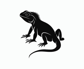 Obraz premium Lizard silhouette EPS vector animal art illustration template on a white background
