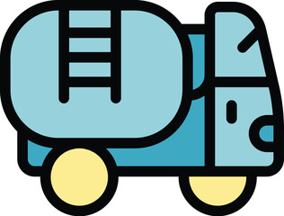 This icon of a milk tank truck represents the transportation of fresh milk from farms to processing plants for dairy product manufacturing