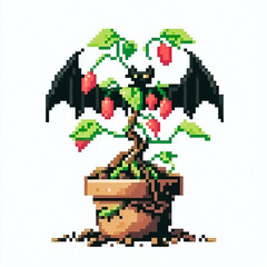 pixel tree with a bat