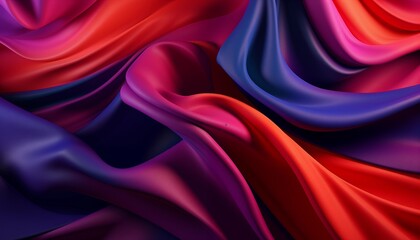 Obraz premium red purple yellow green blue fabric wave texture