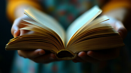 Fototapeta premium Hands Holding an Open Book