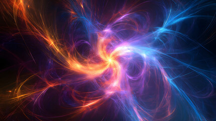 Obraz premium An abstract energy field with glowing lines radiating from a central point, symbolizing power or creativity